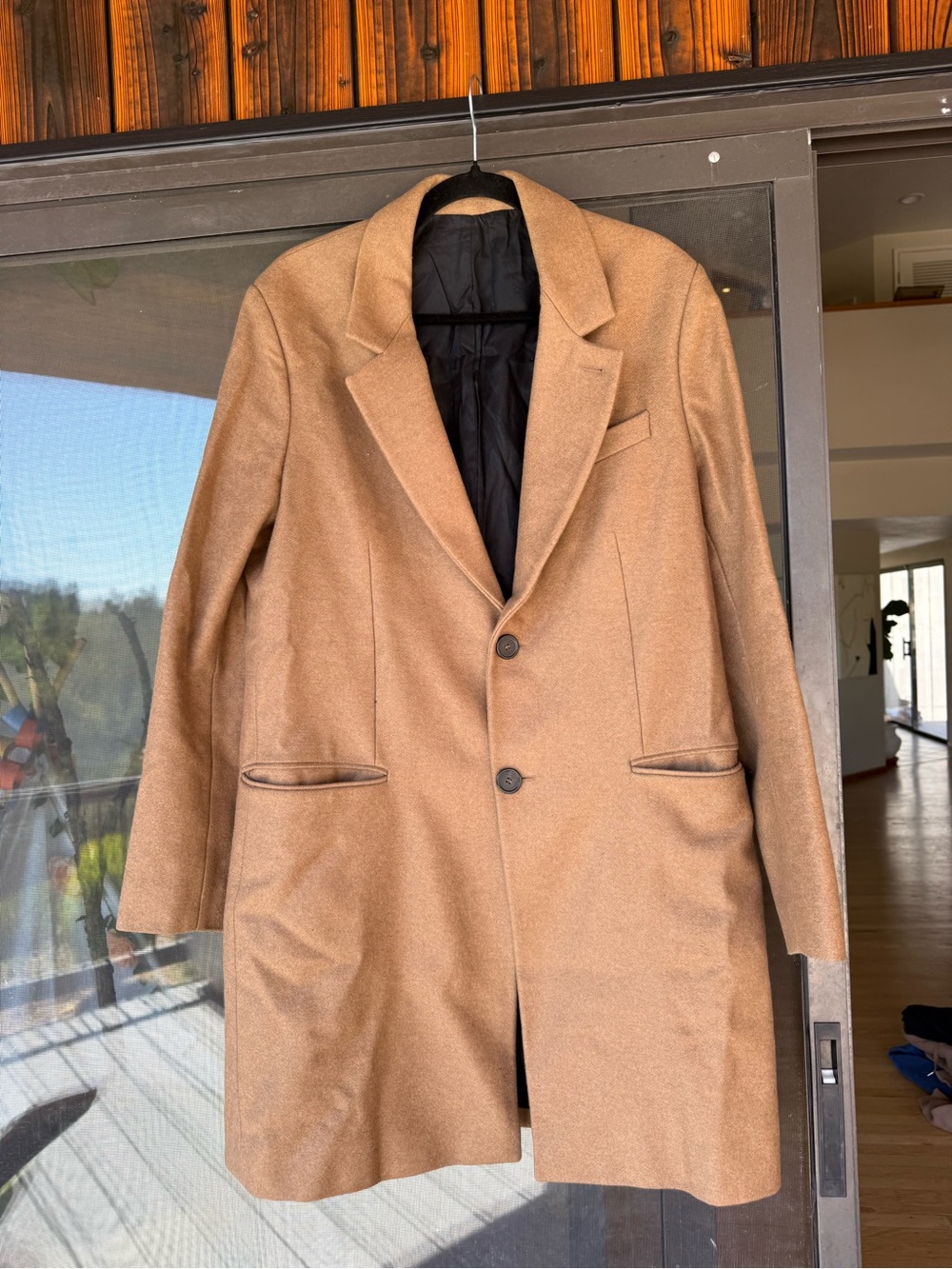 Ami Men's Camel Tan Wool Pea Coat